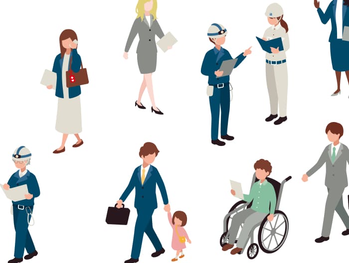 多様な人々が共に歩む姿を描いたイラスト