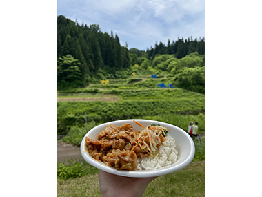 図版：昼食の生姜焼き丼