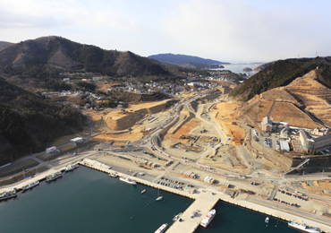 図版：女川駅周辺施工状況