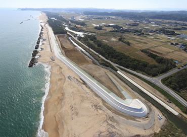 図版：完成した夏井地区海岸堤防