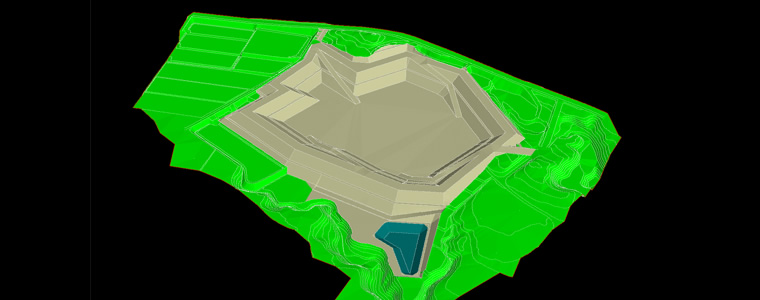 図版：埋立容量約40万㎥の土壌貯蔵施設イメージ（3D設計モデル）