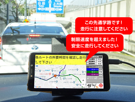図版：車載スマートフォンと音声警告イメージ