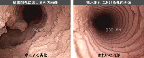 図版：削孔状況の比較