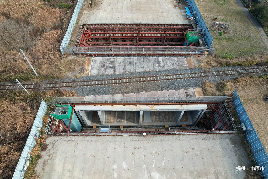 図版:小湊鐵道直下の市道立体交差工事