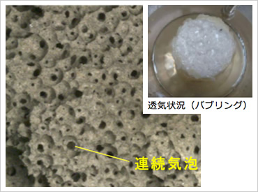 図版：連続気泡による高い透気性の付与