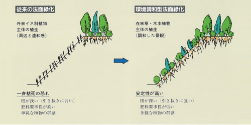 図版:環境調和型法面緑化の概念図