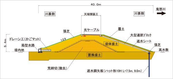 図版：本復旧堤防標準断面図