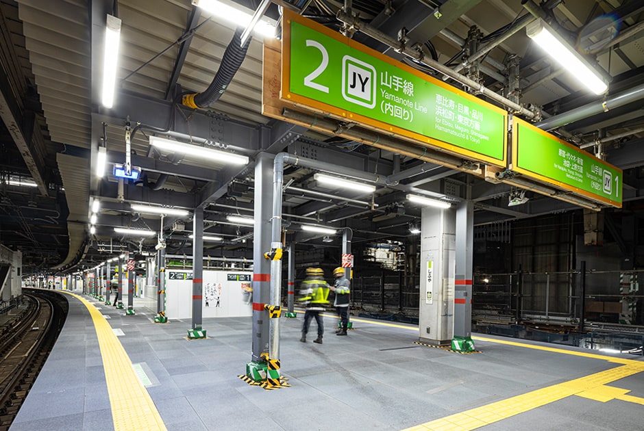 図版：工事が完了したJR渋谷駅山手線ホームの様子