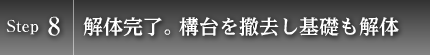 Step8　解体完了。構台を撤去し基礎も解体