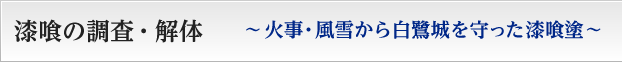 漆喰の調査・解体　火事・風雪から白鷺城を守った漆喰塗