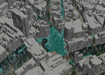 図版：都市型水害予測解析システム