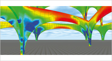 図版：構造体の応力解析を可視化し、構造検討にフィードバック