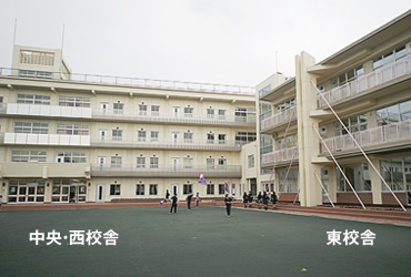 図版：八雲学園中学校・高等学校（東京都・パラレル構法／鉄骨フレーム補強）