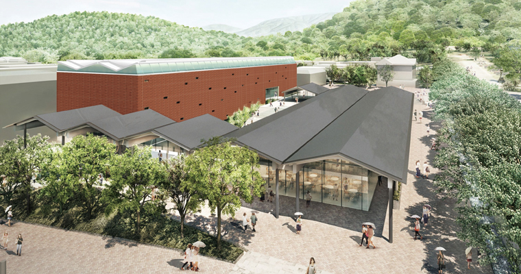 図版：新図書館の外観パース。2017年春の開館予定