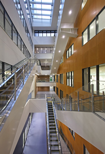図版：上下階をつなげ学校生活の中心となるアトリウム