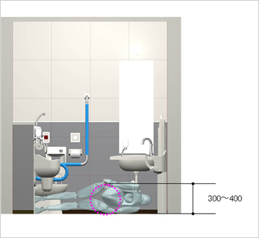 図版：緊急時呼び出しボタンは床から30～40cm程度離した位置に設置すると、トイレ内で倒れた人が緊急通報しやすくなります。
