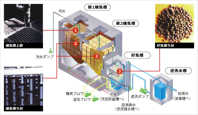 図版：嫌気槽好気槽 概略図