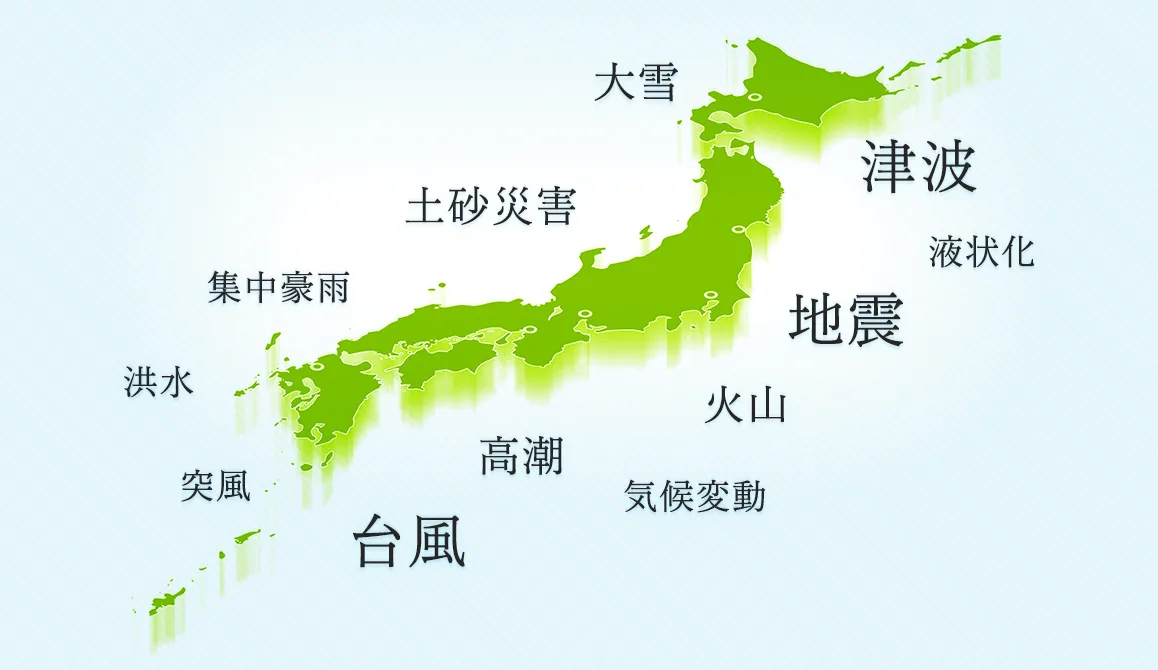 日本地図：災害リスクの分布