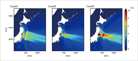 図版：最高津波水位の計算例（東北地方太平洋沖地震）