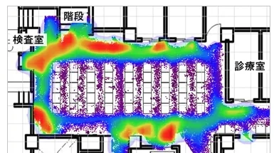 図版：既存病院2階 ヒートマップ