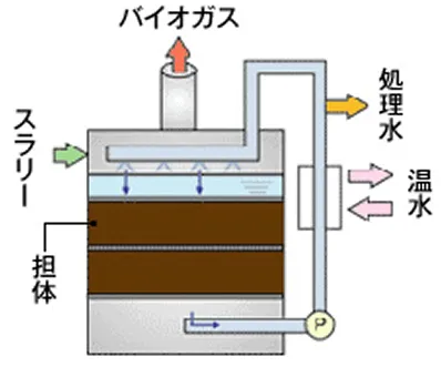 図版：バイオリアクタ（メタン発酵槽）の構造