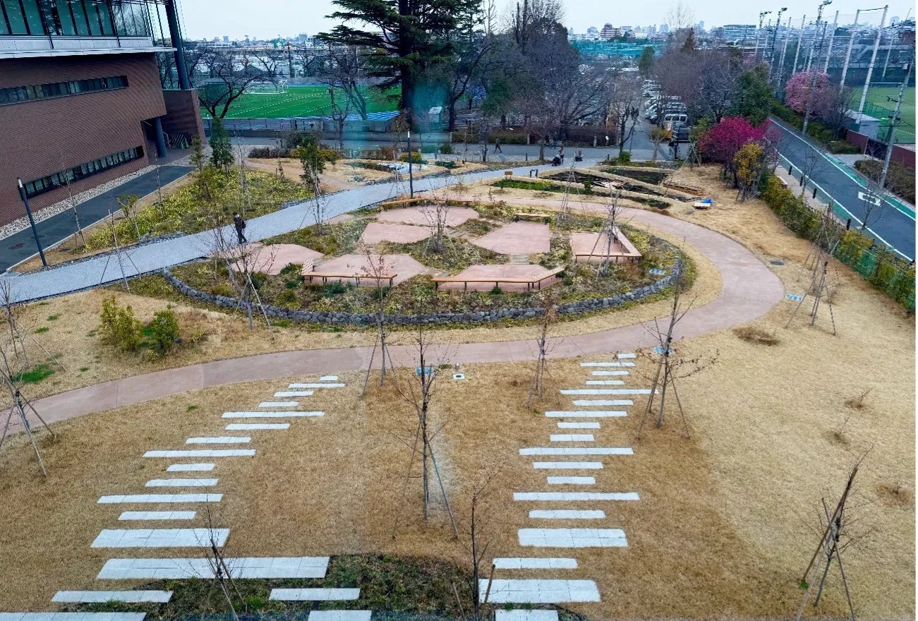 図版：「実りの杜」 ⼤学造園学科の研究室等による北側ランドスケープ