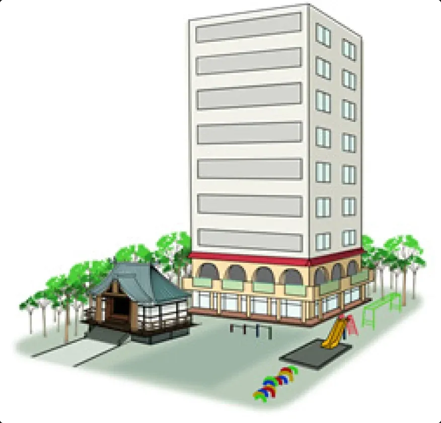 図版：上層階と下層階の用途のイメージ