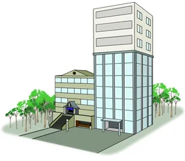 図版：高層棟と低層棟のイメージ