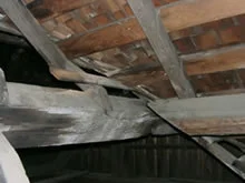 図版：漏水により屋根梁が腐敗した様子